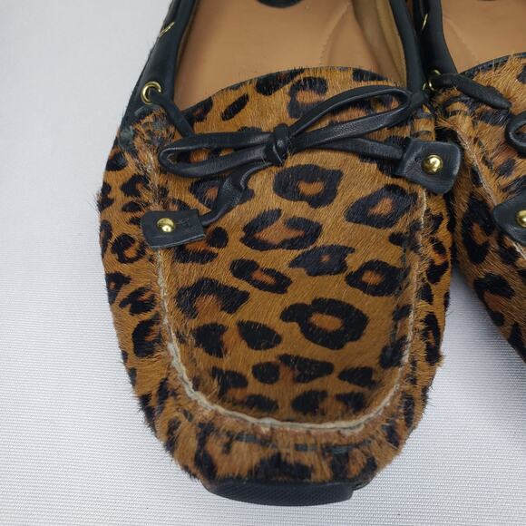 Clarks Dunbar Womens 9 Cruiser Pony Hair Slip-on Moccasin Loafers Leopard Print - Picture 3 of 16